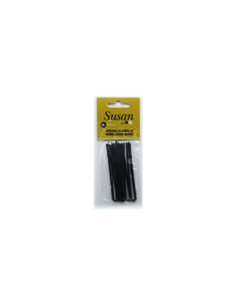 Susan Horquillas Pelo Moño Corto Negro 18ud