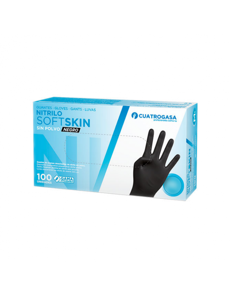 Guantes de Nitrilo Negros Cuatrogasa Softskin | Pieles Sensibles