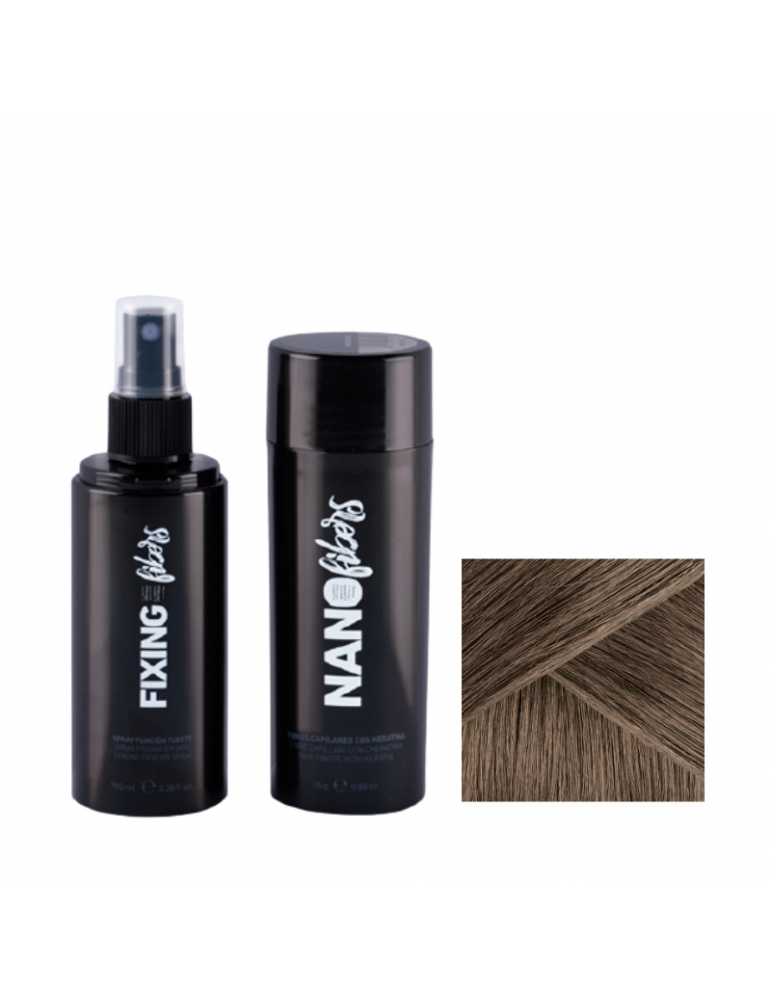 Nanofibers MARRÓN | Fibras Capilares con Keratina 25gr + Spray Fijador 100ml