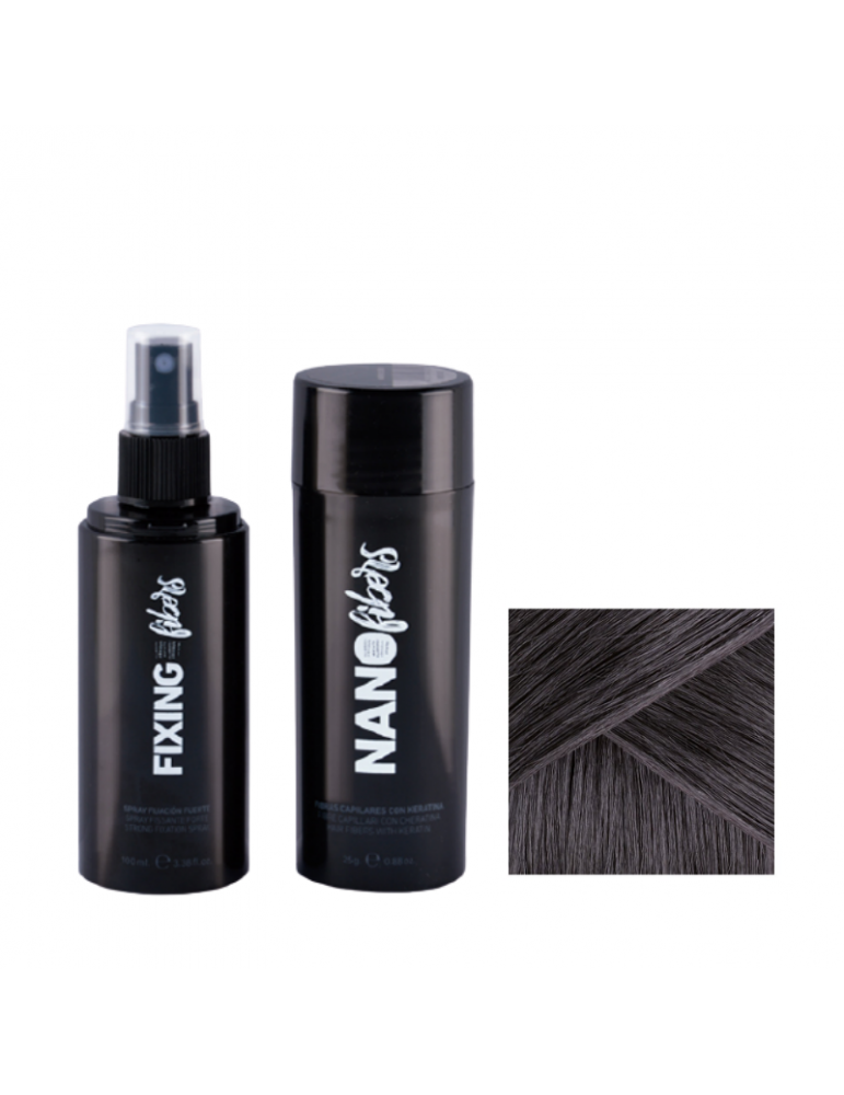 Nanofibers NEGRO|  Fibras Capilares con Keratina 25gr + Spray Fijador 100ml