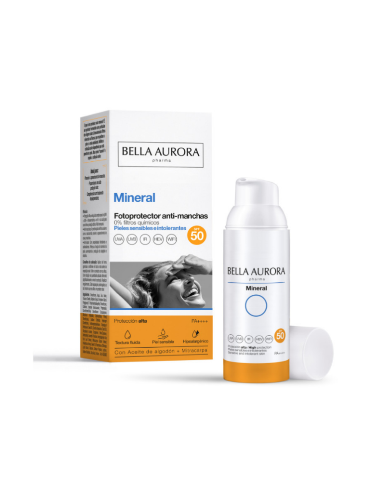 bella aurora protector solar pieles sensibles mineral