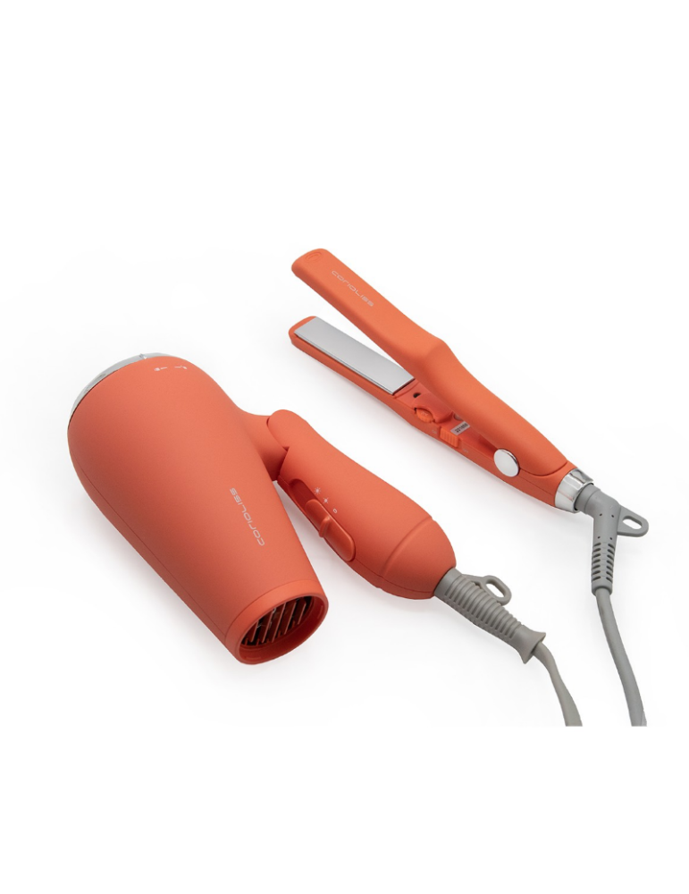 Corioliss Kit Travel Coral | Kit de Viaje Plancha pelo + Secador
