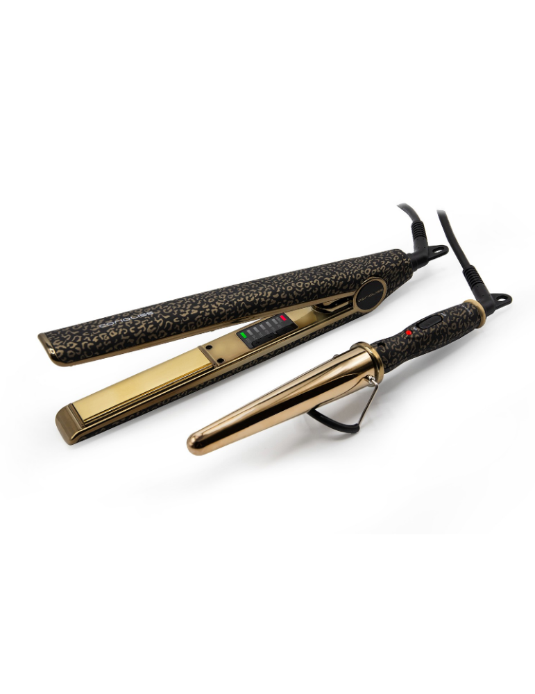 Corioliss Gold Leopard Kit Plancha C1 Digital + Mini Cono Rizador